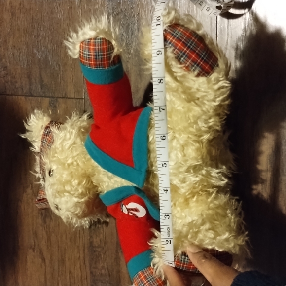 ✓VTG Hallmark Christmas Stuffed Merrily Bear w/ Snowman Coat + Bow Headband 11in - Picture 11 of 13